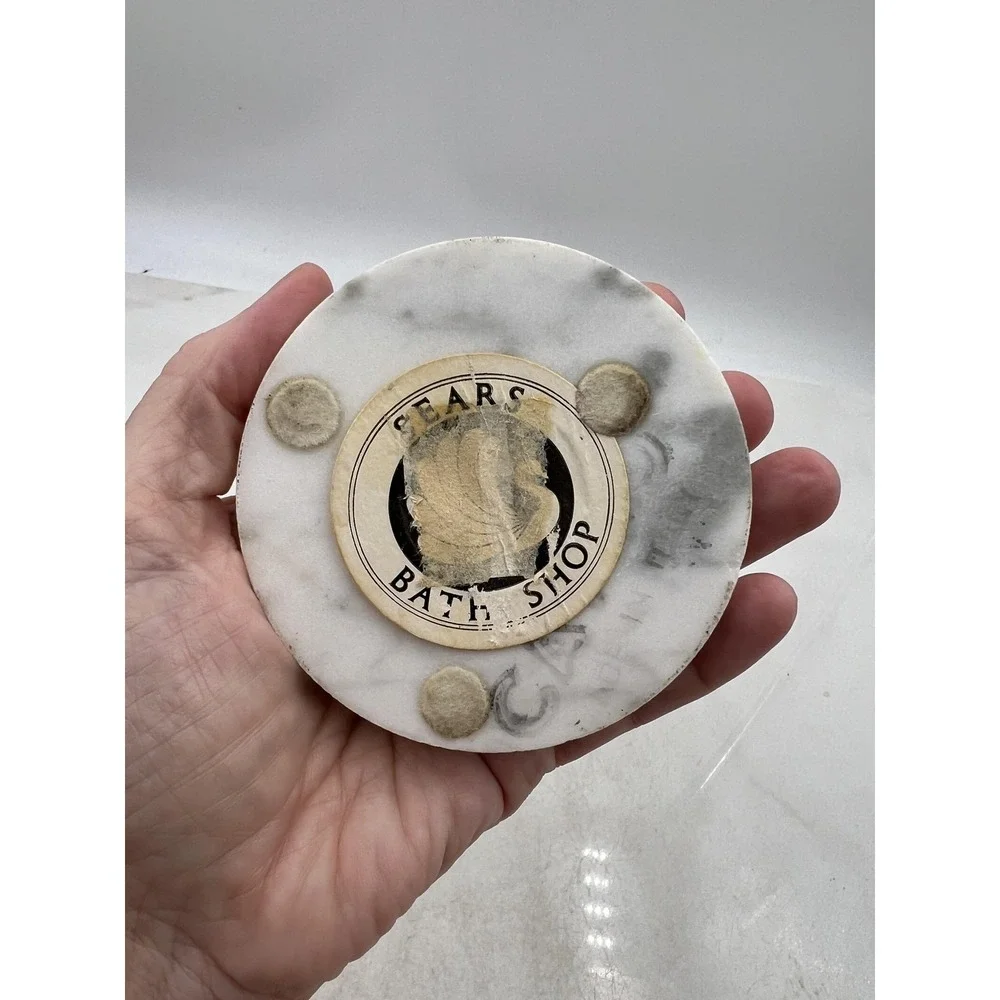 VTG Sears Towel Holder Letter Rack Bath Shop Marble Base Gold Wire Guest